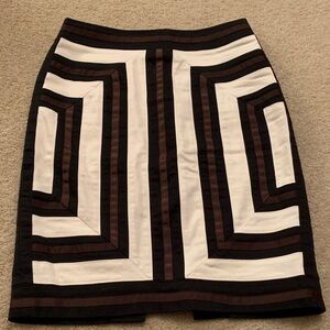 White House Black Market - Women’s Black,brown,White Geometric Skirt Size 0